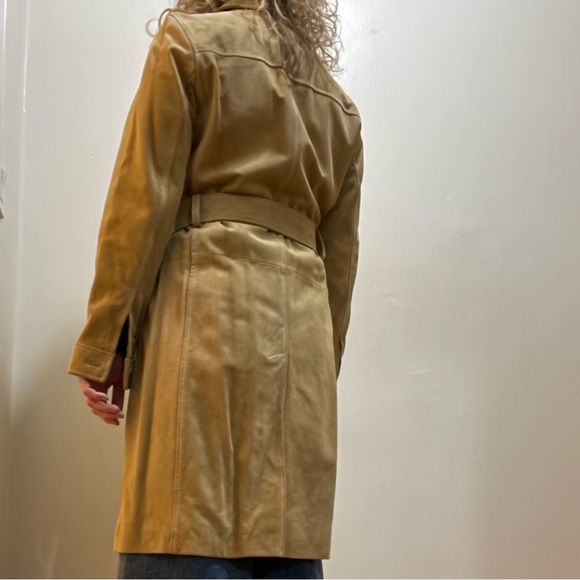 GAP Vintage Women's Camel Suede Trench Coat Size M - Picture 3 of 14
